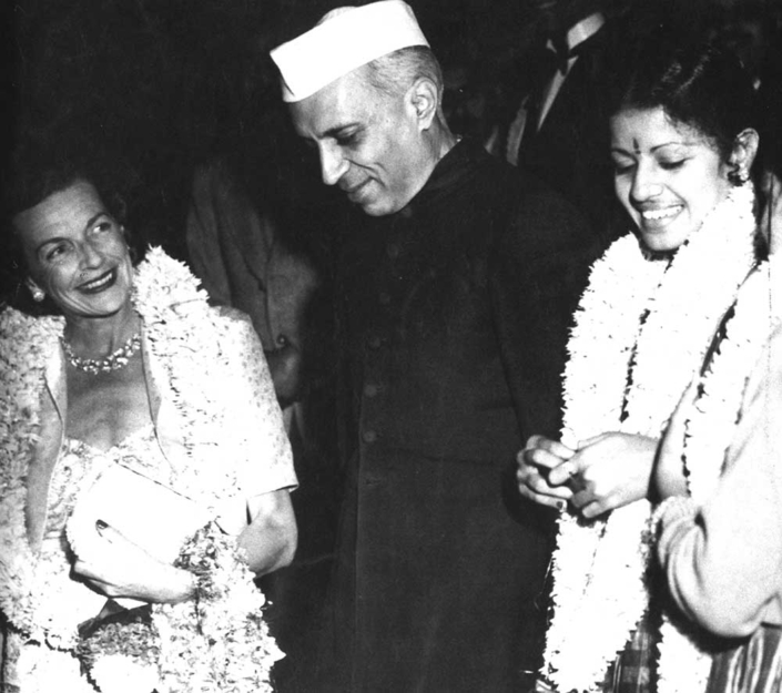 With Lady Mountbatten and Pt. Nehru at the Delhi premiere of Hindi Meera in 1947